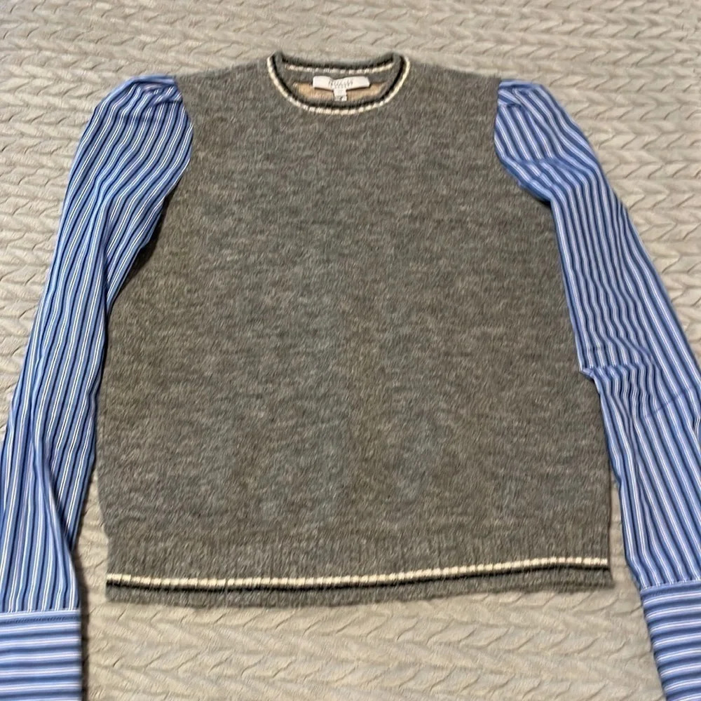 Derek Lam Mixed-Media Puff-Sleeve Sweater - Picture 3 of 7